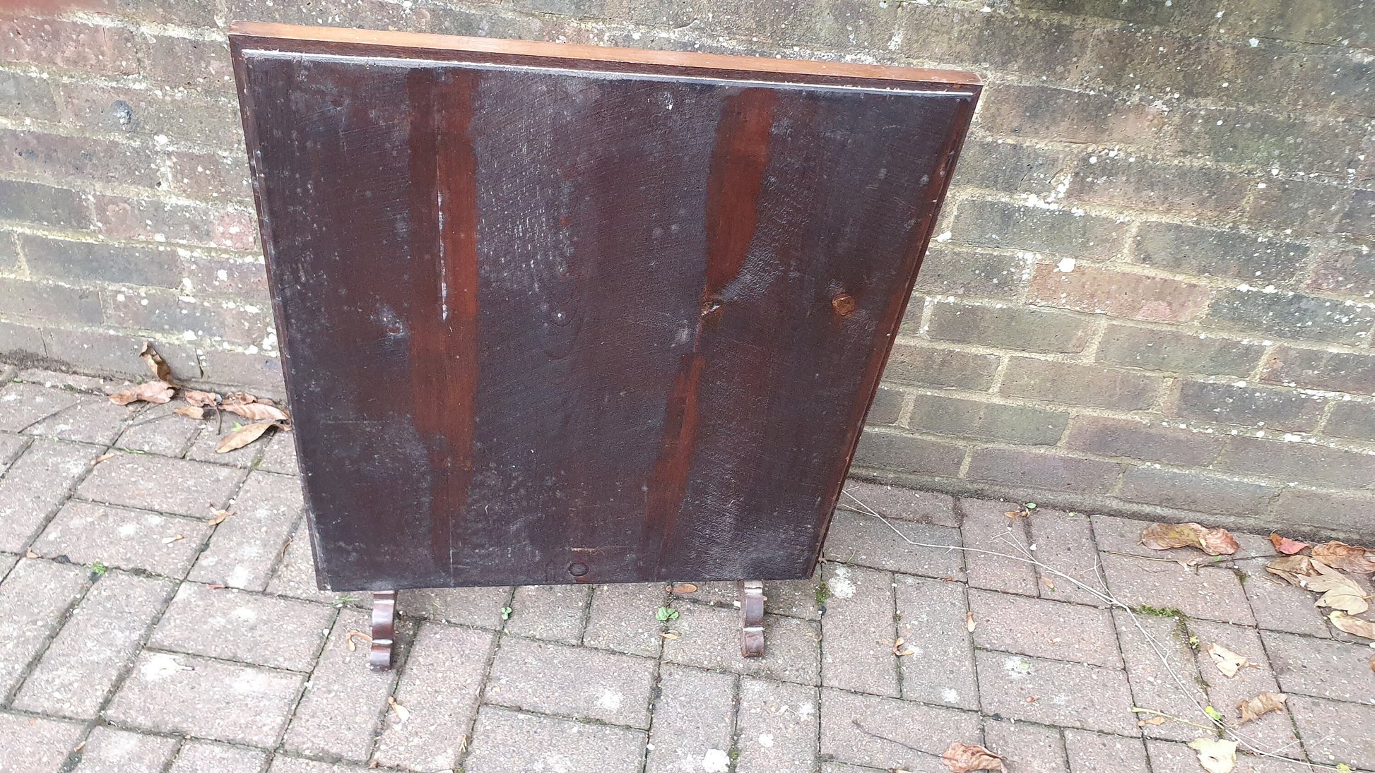 Imposing Vintage Pre-War Mahogany Tapestry Fire Screen Guard Glazed