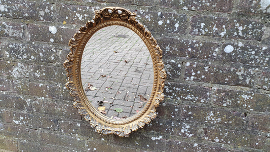 Ornate Plaster and Wire Gold Gilt Decorative Wall Mirror Vintage Retro 70’s