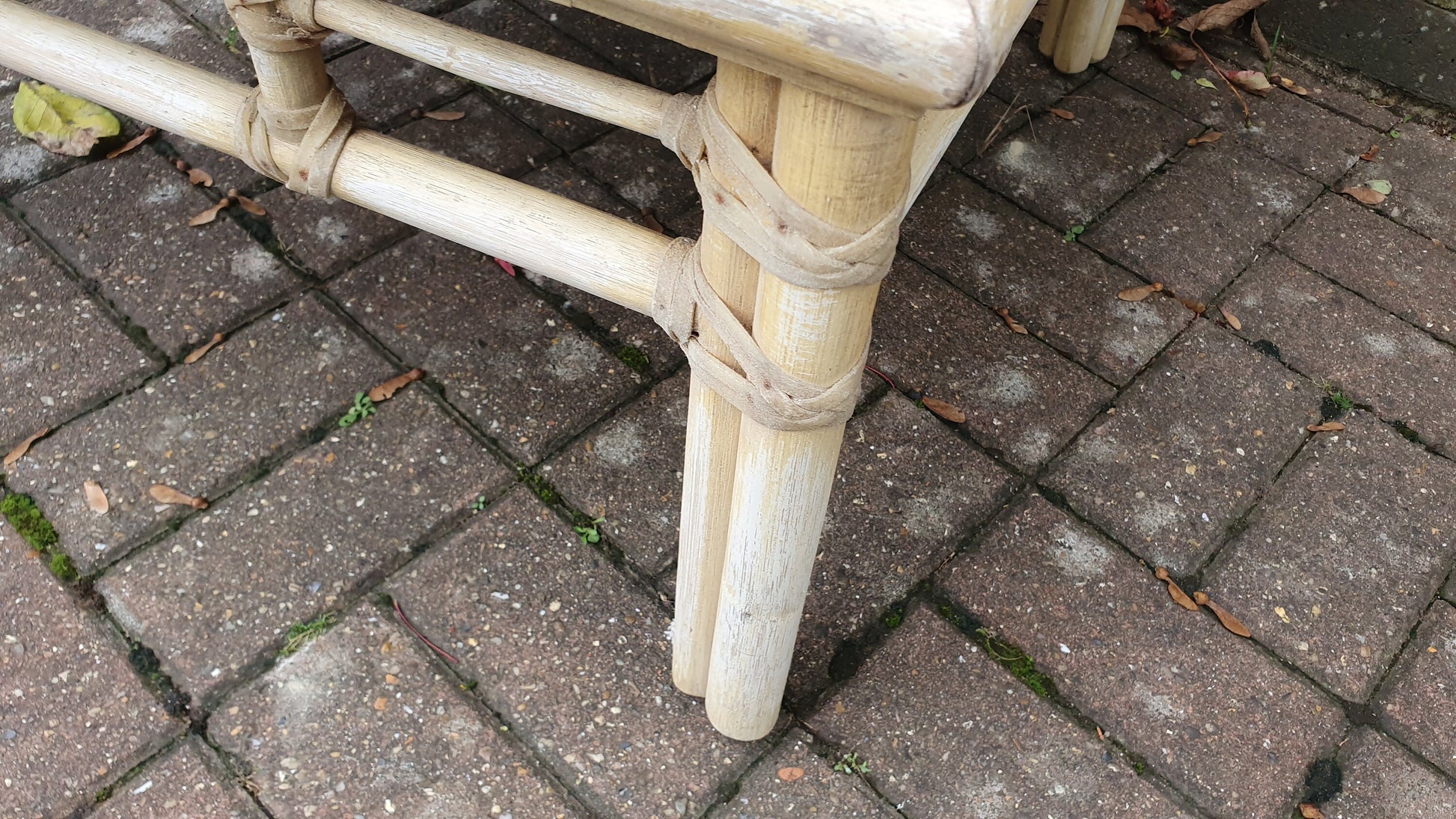 Vintage Painted Bamboo with Marble Top Coffee Table