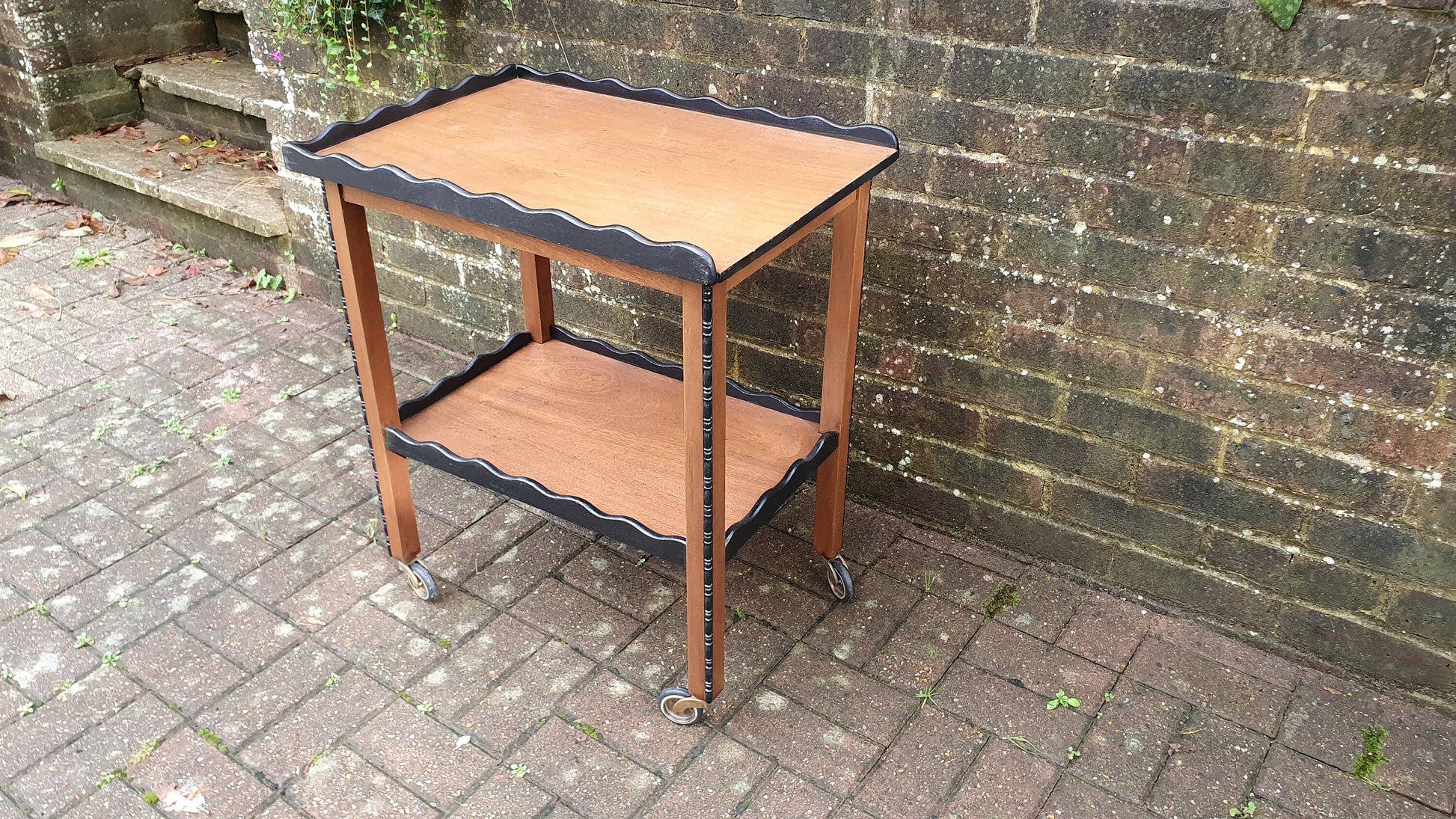 Vintage Restored and Upcycled Solid Wooden Trolley Side Table