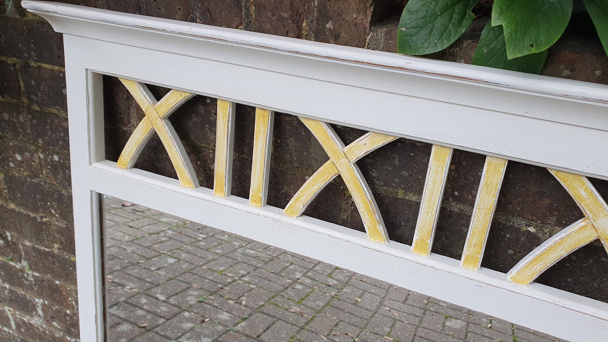 Superb Large Hand Painted Mirror Wall or Over Mantel in Farrow and Ball Gold Highlights.