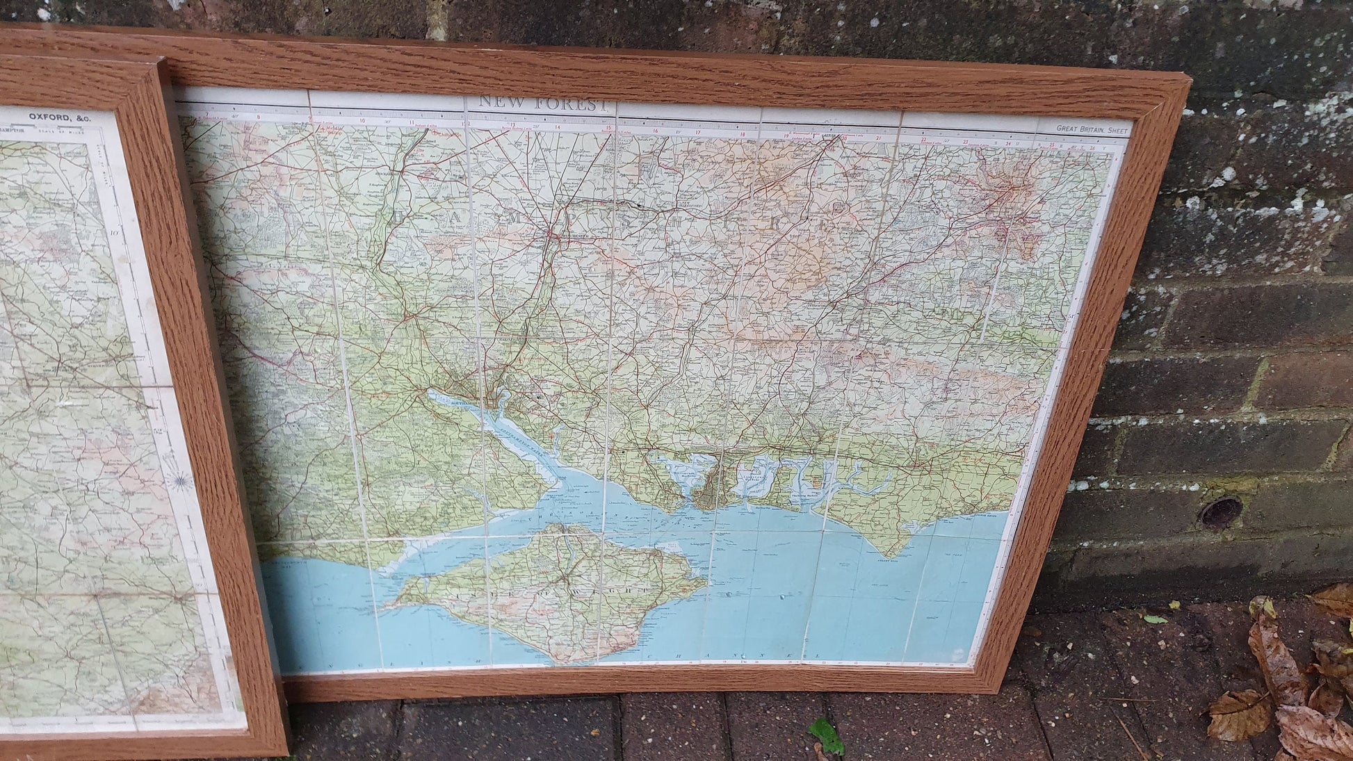 4 Very Large Framed Maps New Forest Middlesex Essex Suffolk Oxford