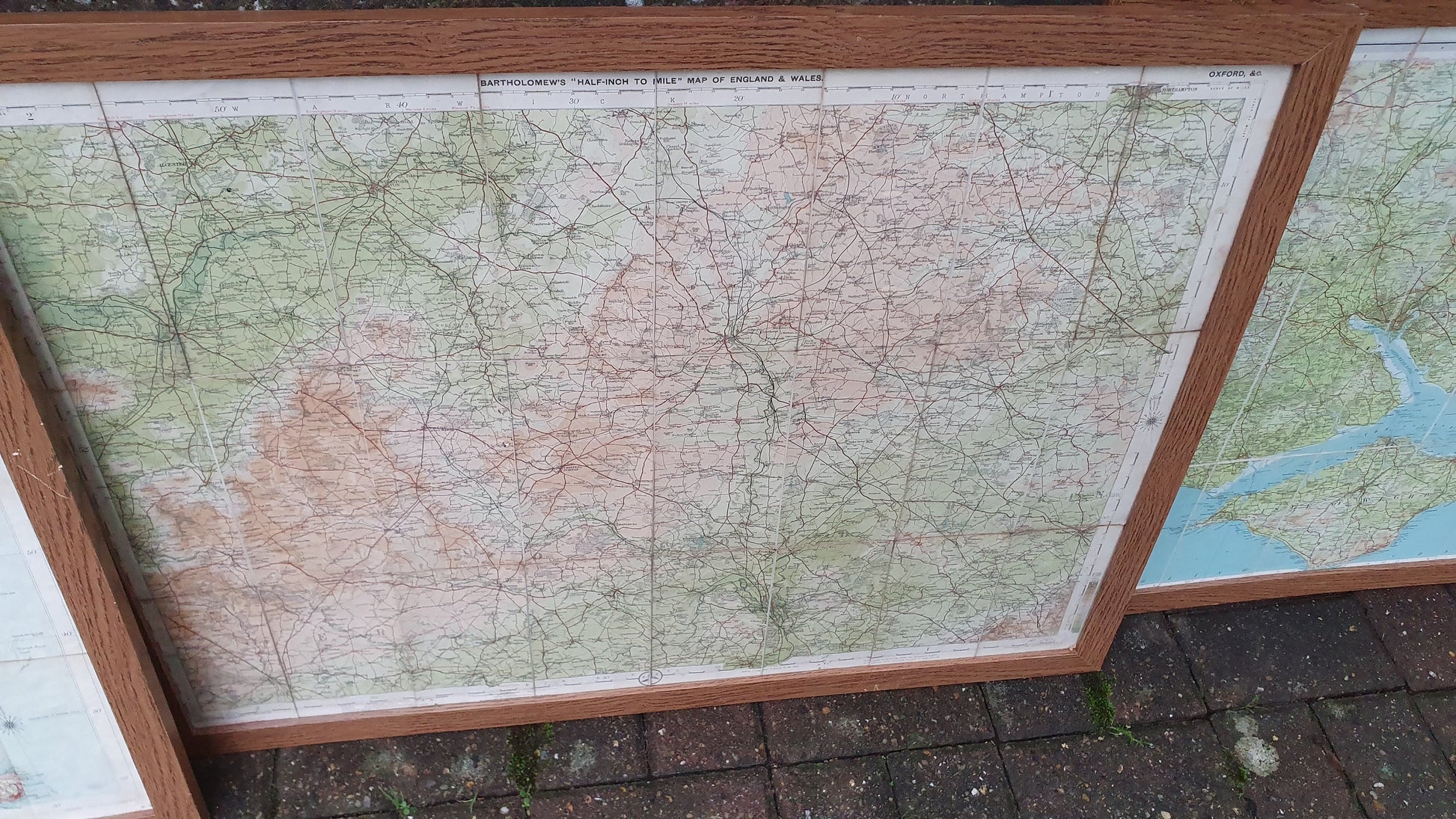 4 Very Large Framed Maps New Forest Middlesex Essex Suffolk Oxford