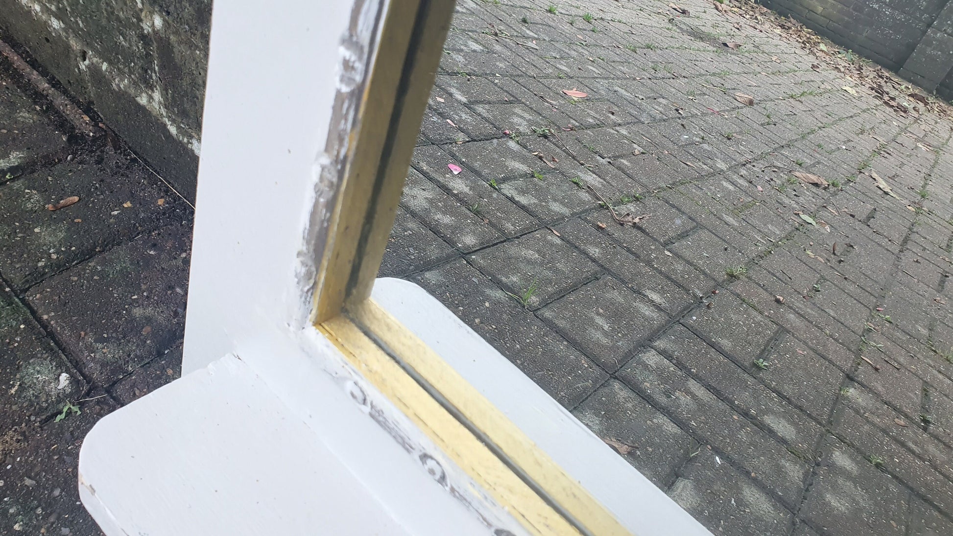 Vintage Mirror with Anchor Hooks in Farrow and Ball in ‘Ammonite’ Light Grey with Gold Highlights Hand Painted Bespoke Unique