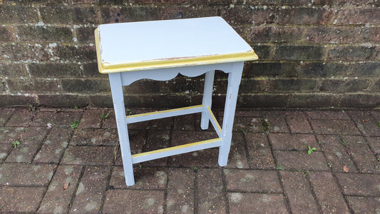 Vintage Early 20th Century Coffee Side Table in Farrow and Ball ‘Borrowed Light’ Duck Egg with Gold Highlights Hand Painted Bespoke Unique.
