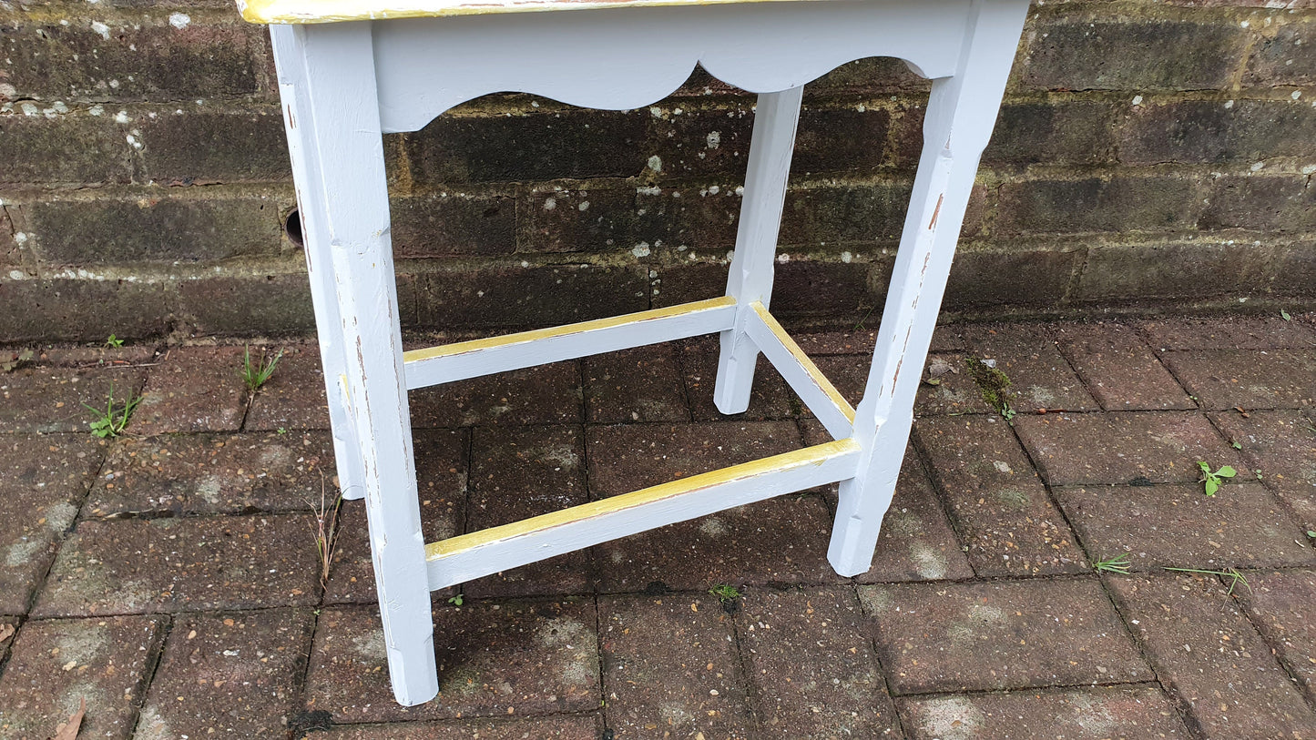 Vintage Early 20th Century Coffee Side Table in Farrow and Ball ‘Borrowed Light’ Duck Egg with Gold Highlights Hand Painted Bespoke Unique.