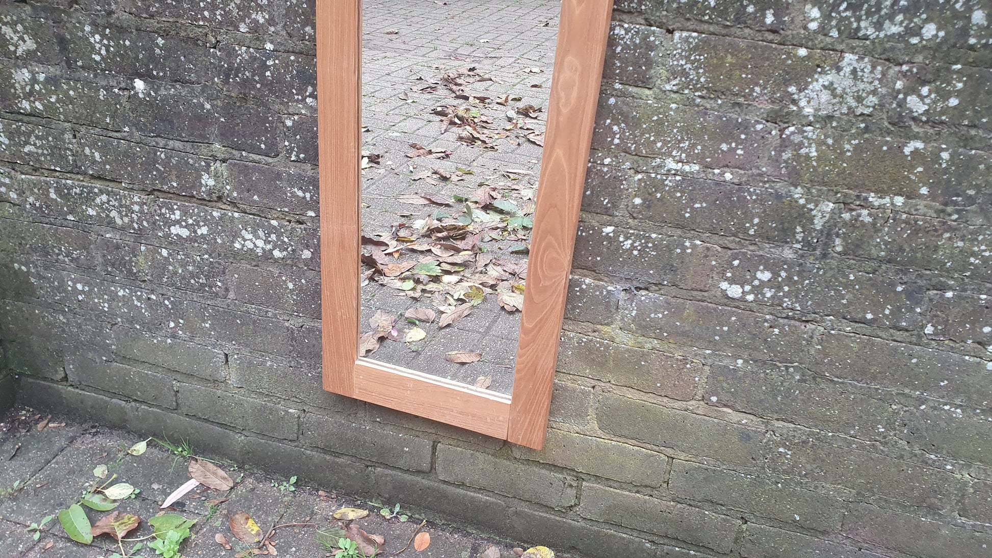 Top Quality Long Golden Ash or Oak Mirror with Heart Motif. Lover’s Mirror