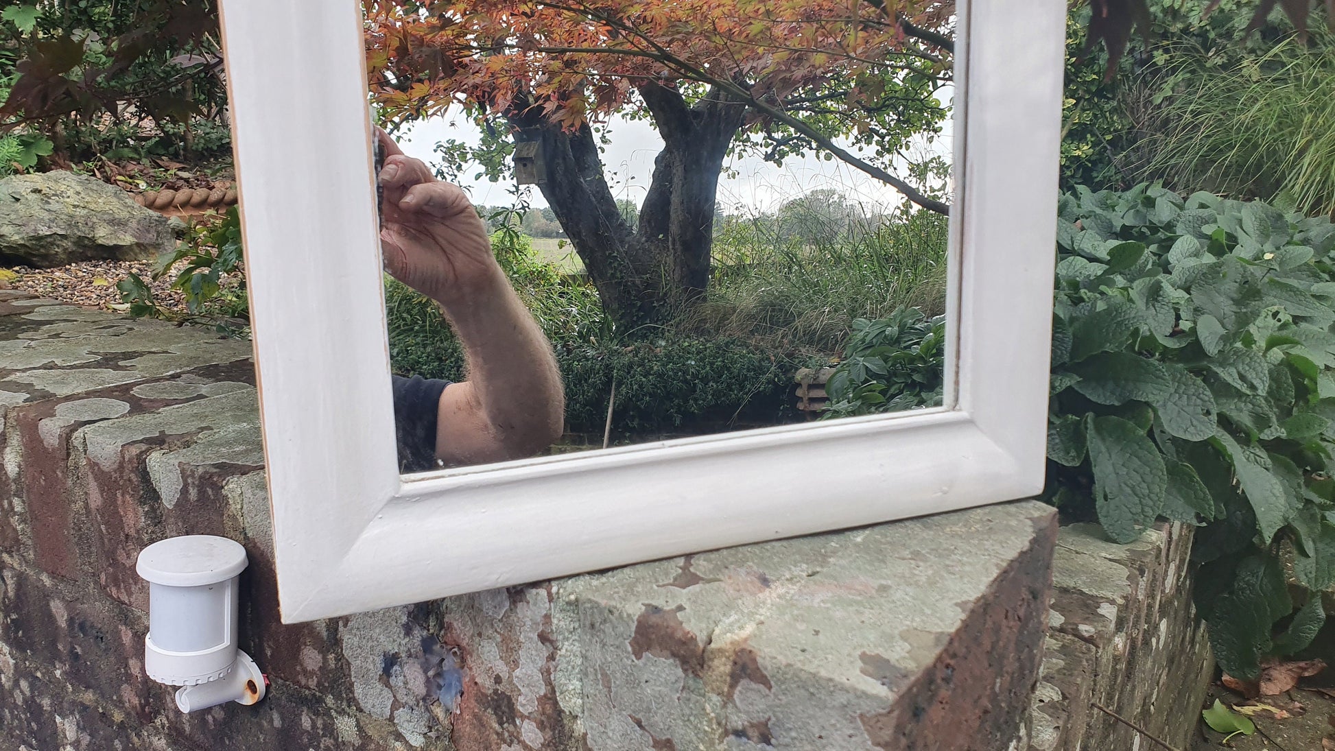 Vintage Painted Mirror in Farrow and Ball in ‘Ammonite’ Light Grey with Gold Highlights Hand Painted Bespoke Unique.