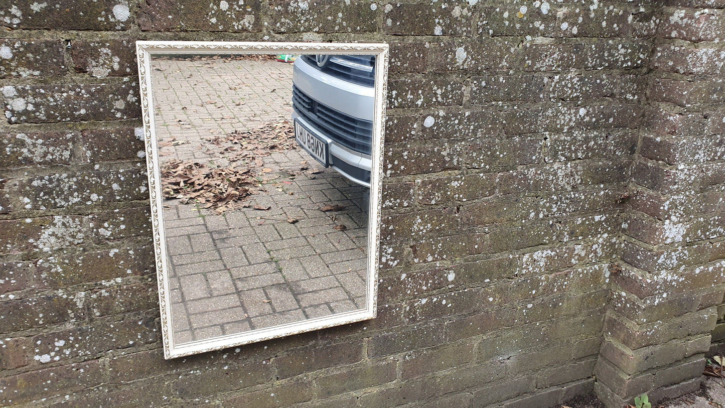 Classic 70’s Vintage Retro Cream and Gold Painted Wall Mirror.