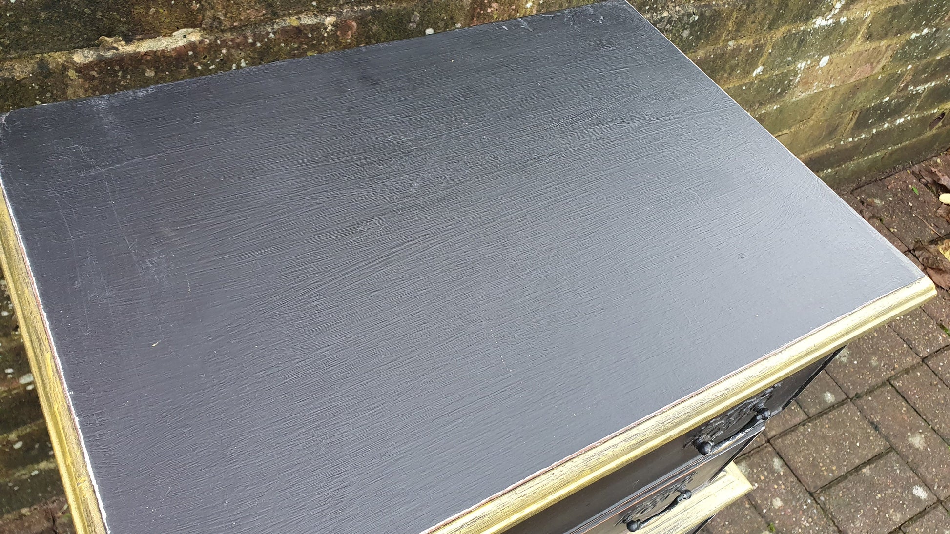 Vintage Occasional Bedside Chest of Drawers in Farrow and Ball ‘Pitch Black’ Cabriole Legs
