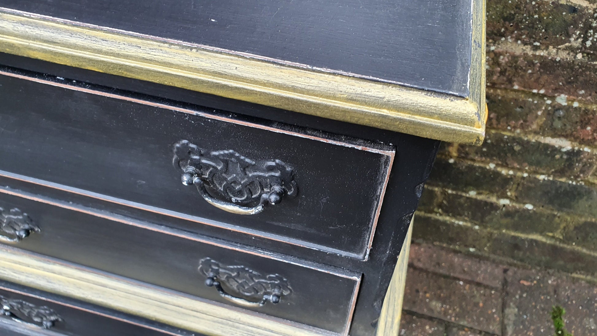 Vintage Occasional Bedside Chest of Drawers in Farrow and Ball ‘Pitch Black’ Cabriole Legs