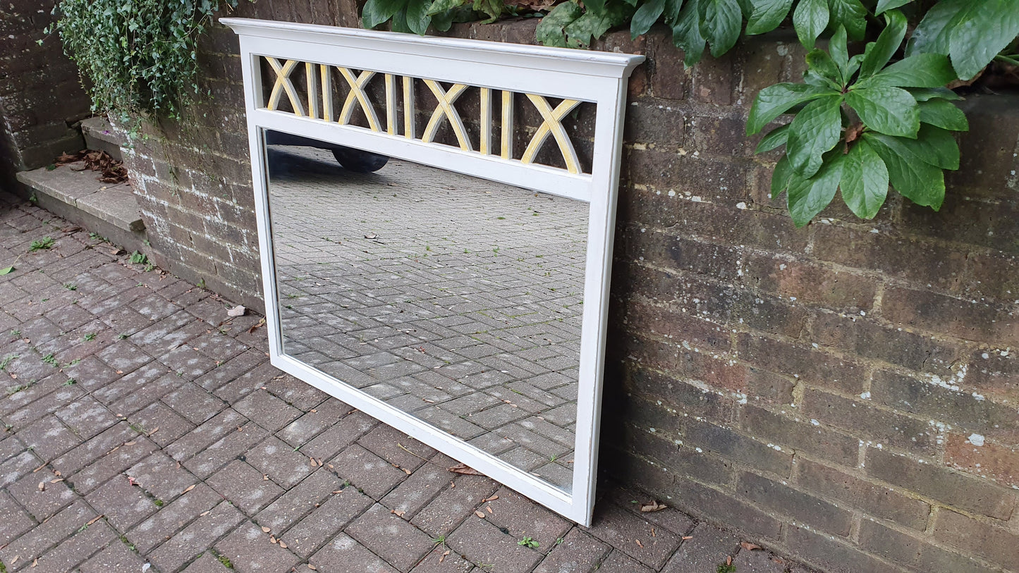 Superb Large Hand Painted Mirror Wall or Over Mantel in Farrow and Ball Gold Highlights.