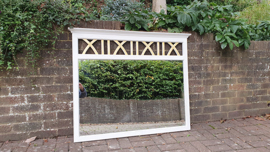 Superb Large Hand Painted Mirror Wall or Over Mantel in Farrow and Ball Gold Highlights.