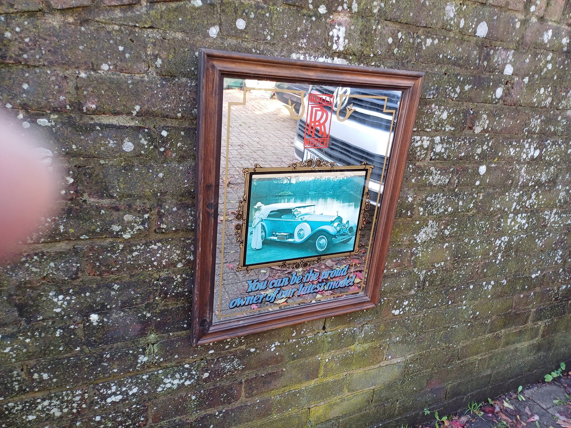 Large Quirky Vintage Retro Rolls Royce Mirror Car Automobilia.