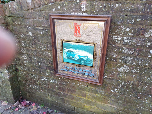 Large Quirky Vintage Retro Rolls Royce Mirror Car Automobilia.