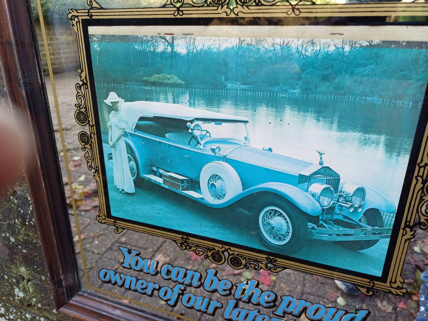 Large Quirky Vintage Retro Rolls Royce Mirror Car Automobilia.