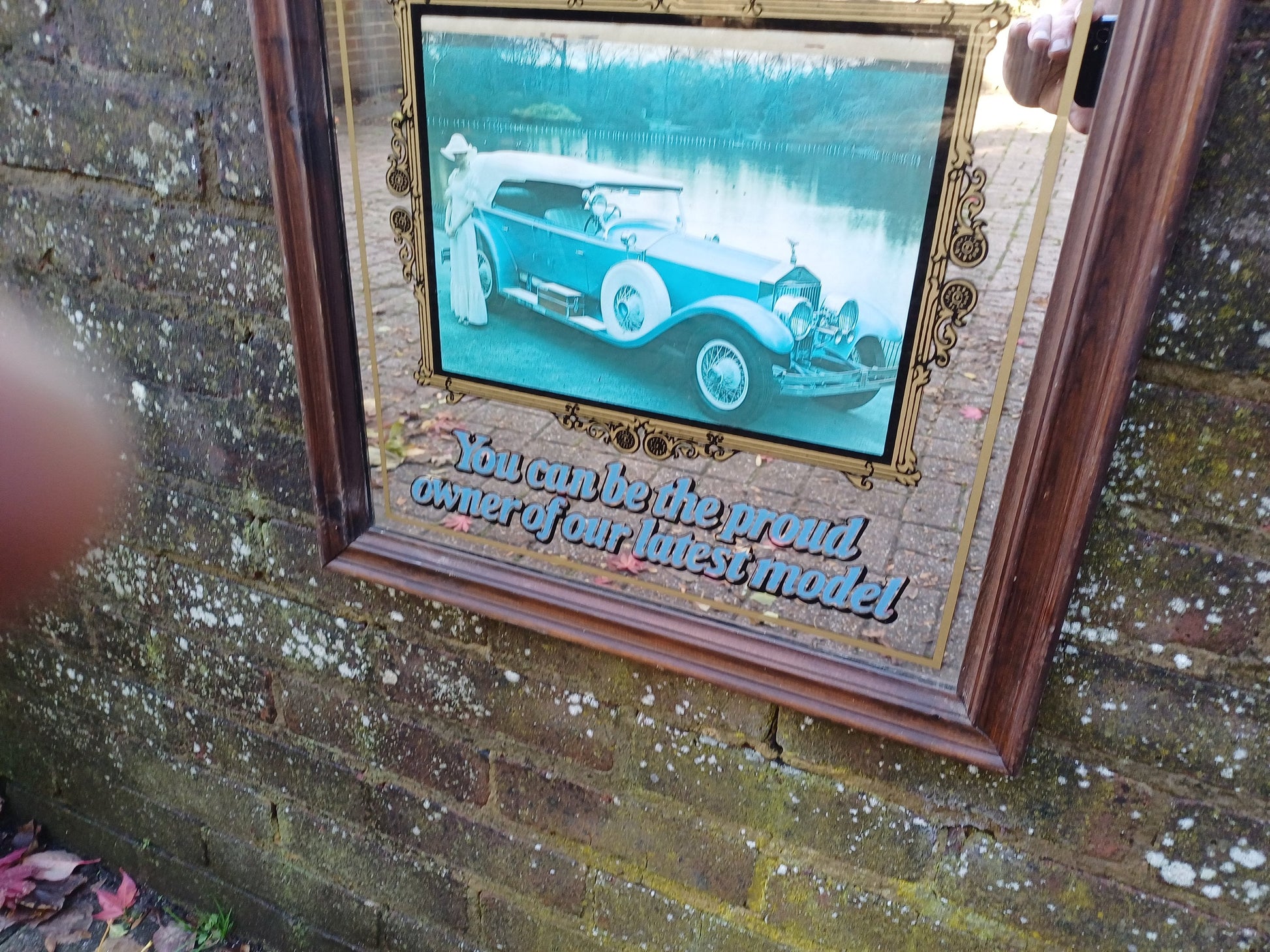 Large Quirky Vintage Retro Rolls Royce Mirror Car Automobilia.