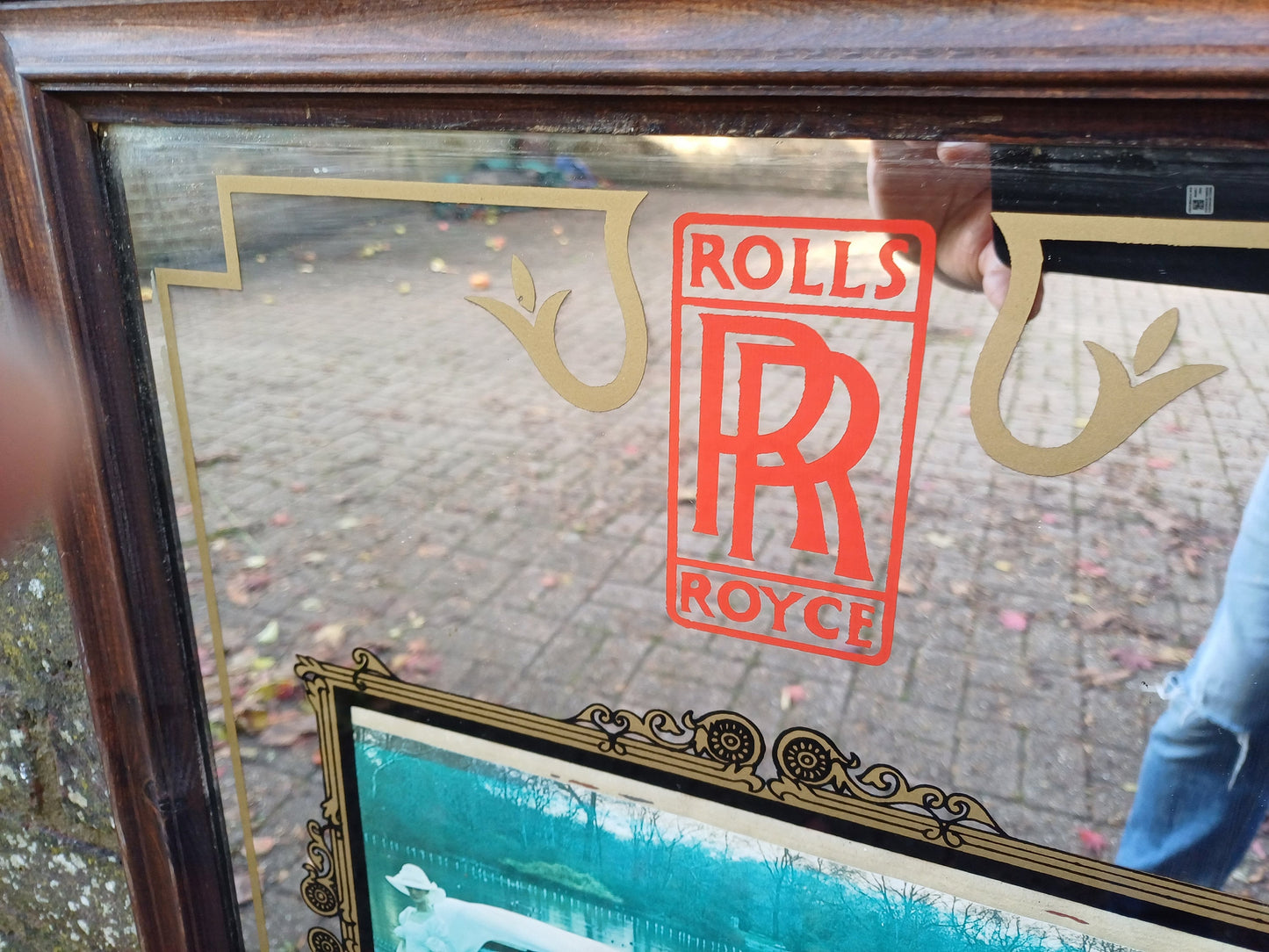 Large Quirky Vintage Retro Rolls Royce Mirror Car Automobilia.