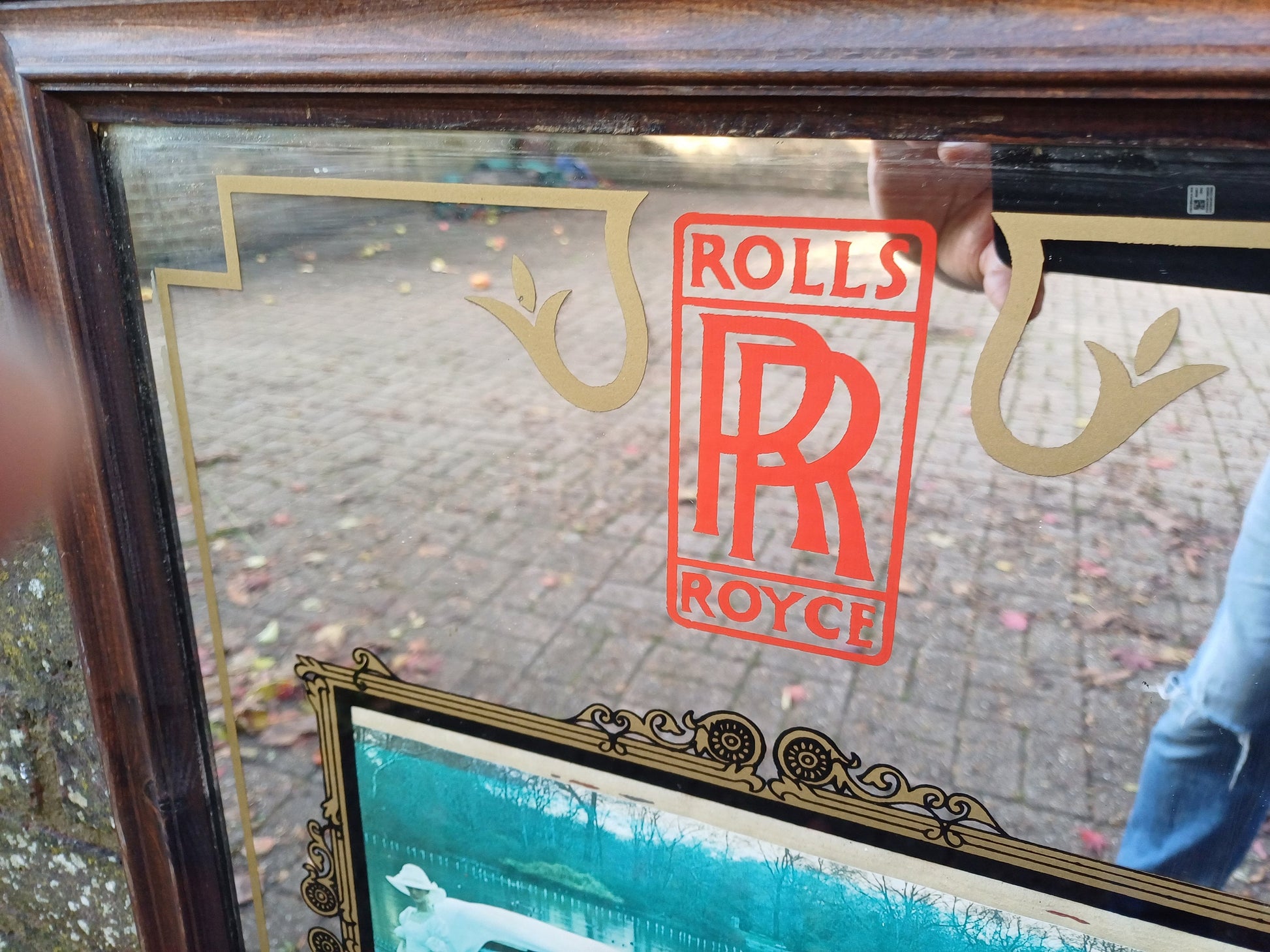Large Quirky Vintage Retro Rolls Royce Mirror Car Automobilia.