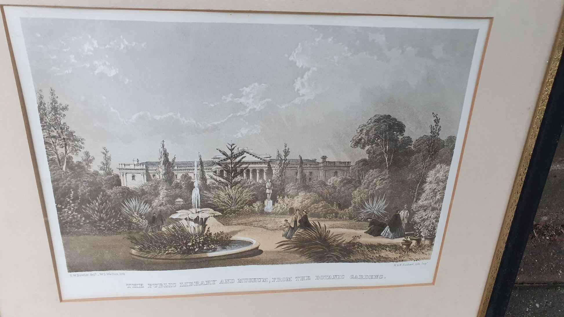 Trio Lithographic prints of TW Bowler paintings - Cape Town, mid 1800s (Simon's Town, The Government House, The Public Library and Museum)