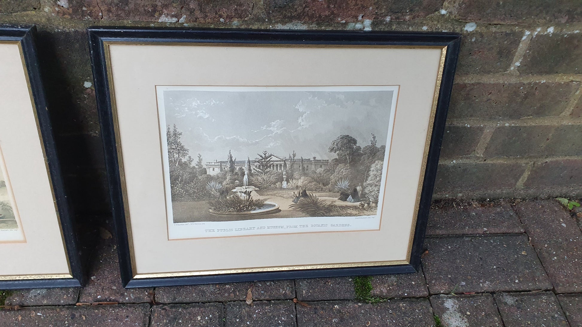Trio Lithographic prints of TW Bowler paintings - Cape Town, mid 1800s (Simon's Town, The Government House, The Public Library and Museum)