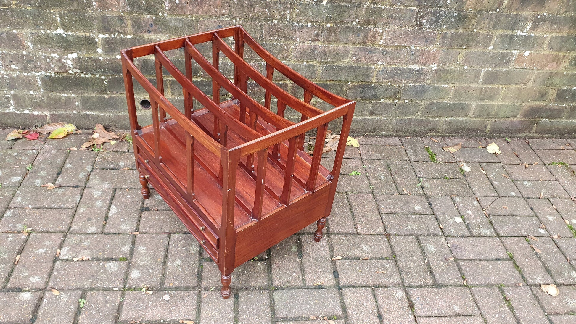 Teak Magazine Rack Canterbury Two Drawers.