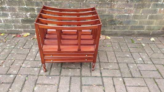 Teak Magazine Rack Canterbury Two Drawers.