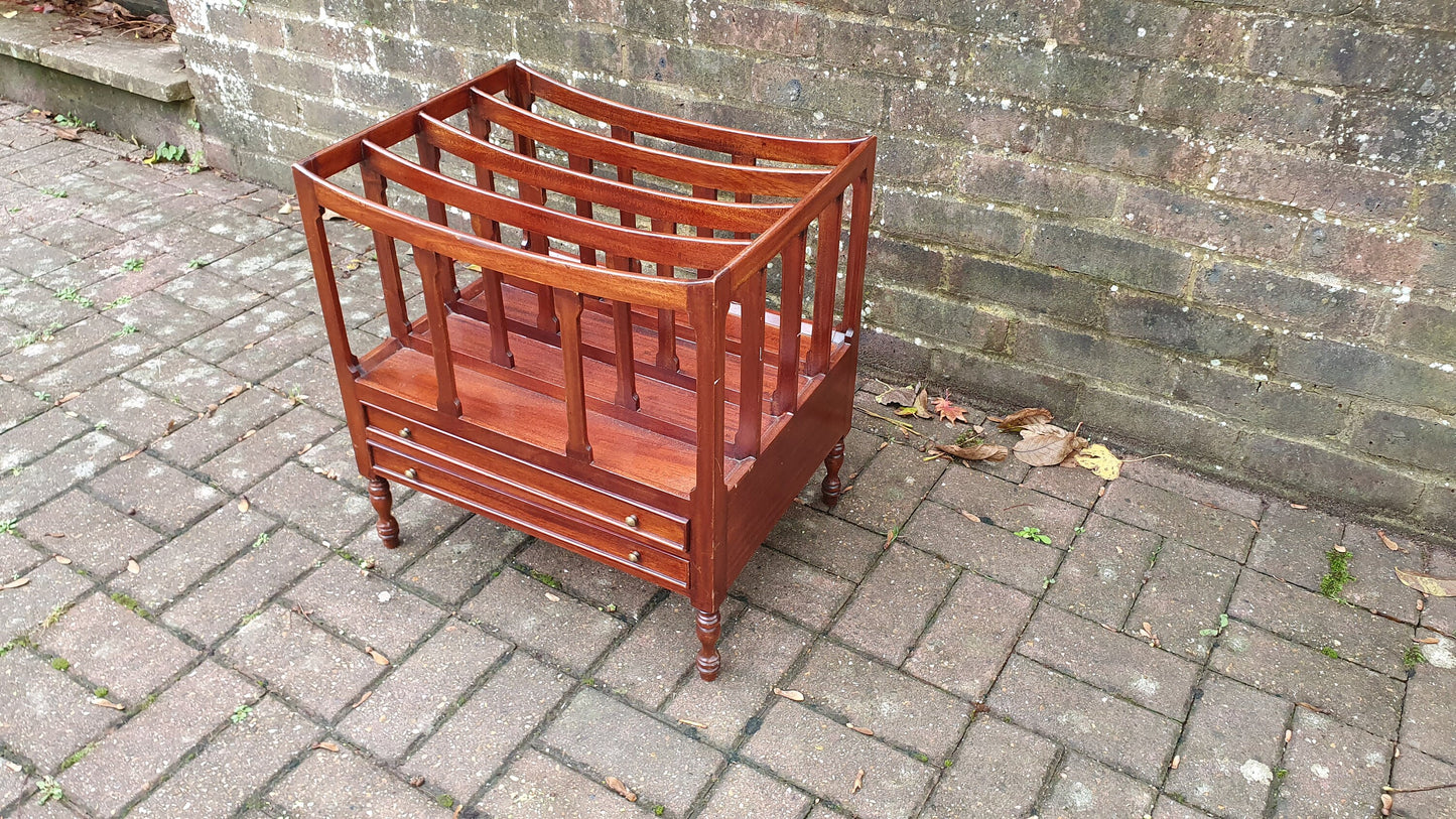 Teak Magazine Rack Canterbury Two Drawers.
