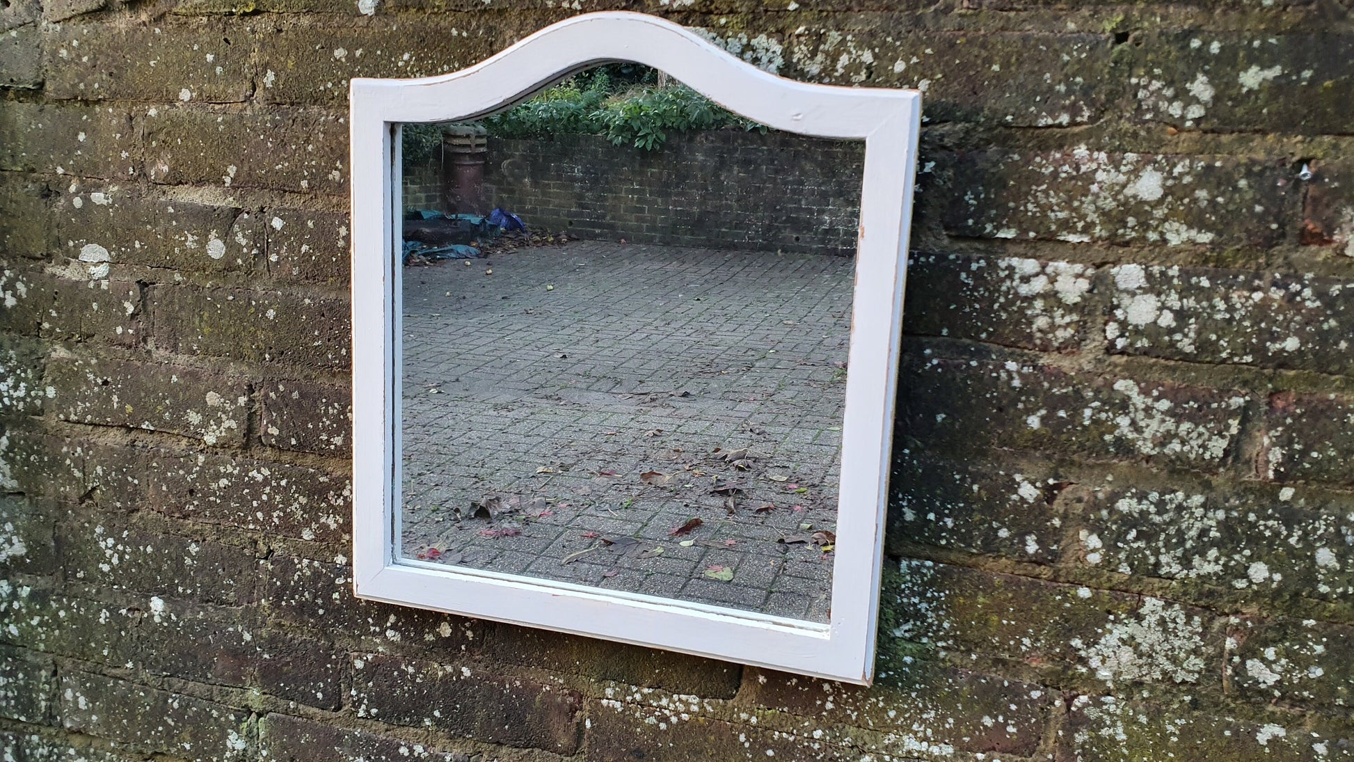 Vintage Painted Mirror in Farrow and Ball in ‘Ammonite’ Light Grey with Gold Highlights Hand Painted Bespoke Unique