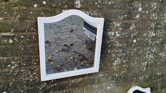 Vintage Painted Mirror in Farrow and Ball in ‘Ammonite’ Light Grey with Gold Highlights Hand Painted Bespoke Unique