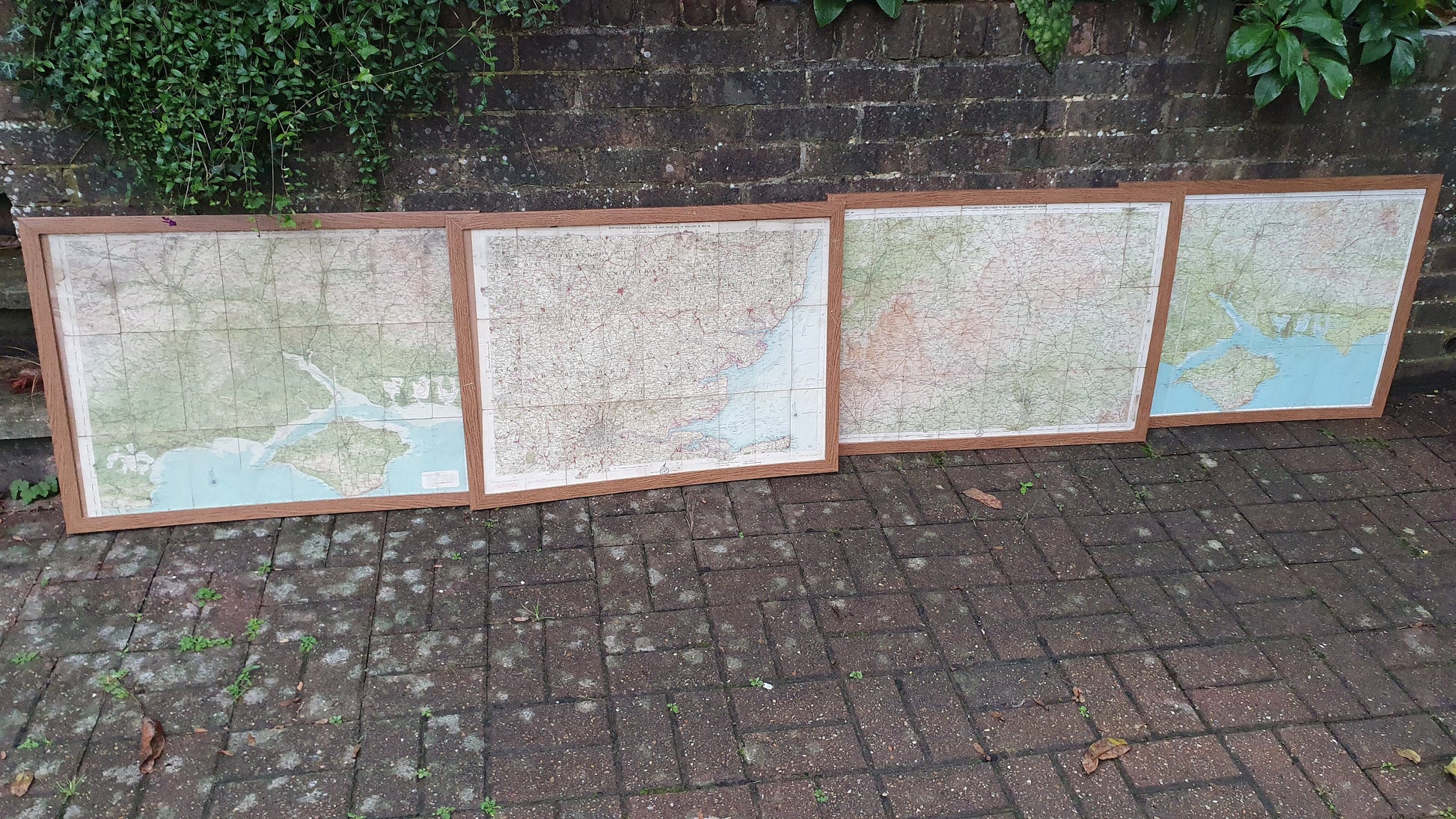 4 Very Large Framed Maps New Forest Middlesex Essex Suffolk Oxford