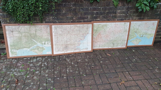 4 Very Large Framed Maps New Forest Middlesex Essex Suffolk Oxford