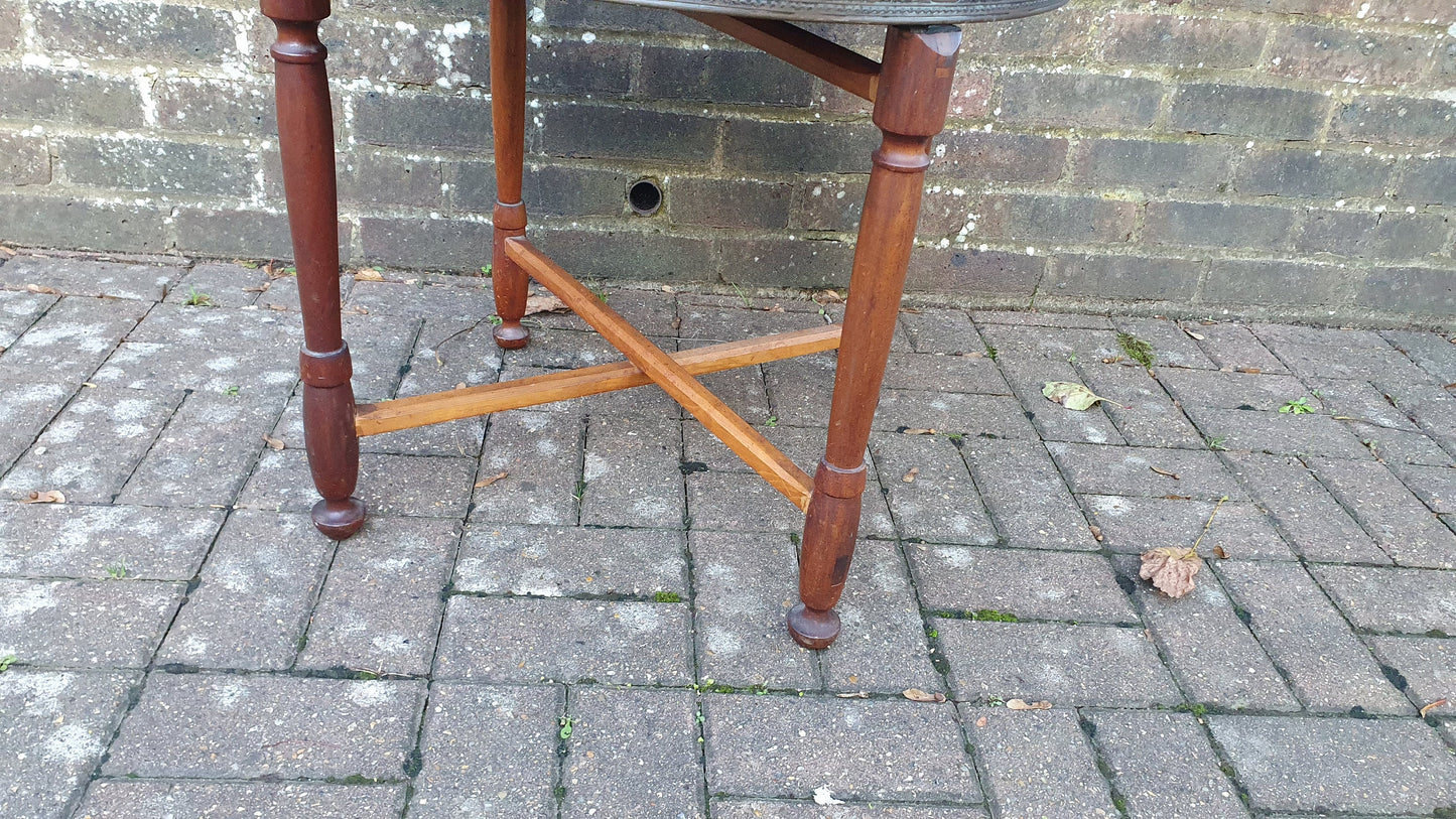 Large Vintage Hardwood and Brass Benares Coffee Occasional table