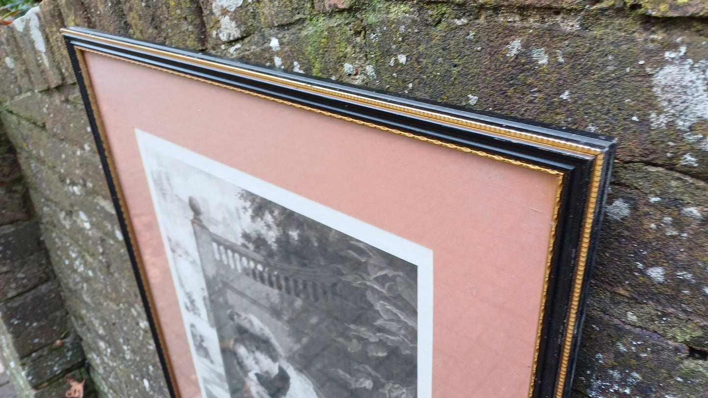 Very Large Charming Print ‘My Boy’ Mother and Boy Parting in Top Quality Frame and Mount