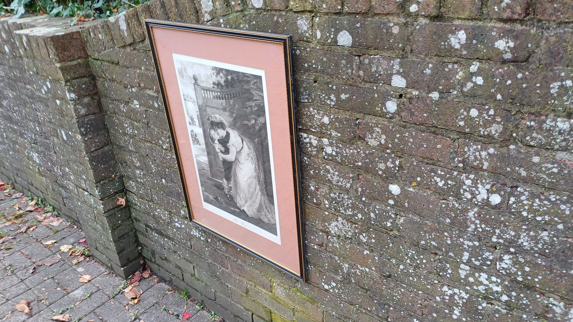 Very Large Charming Print ‘My Boy’ Mother and Boy Parting in Top Quality Frame and Mount