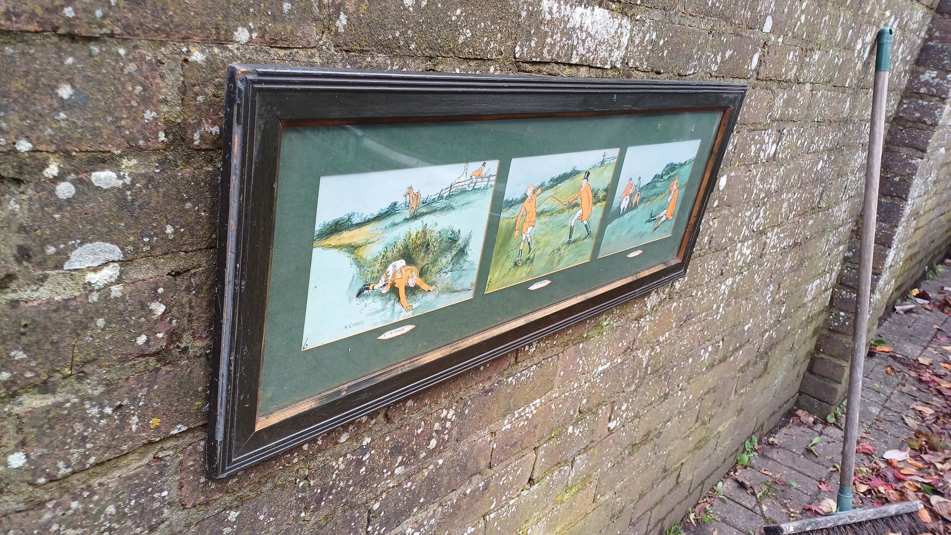 Large Trio of Vintage Cartoon Fox Hunting Gone Wrong Prints A Check A Holloa A Finish LT