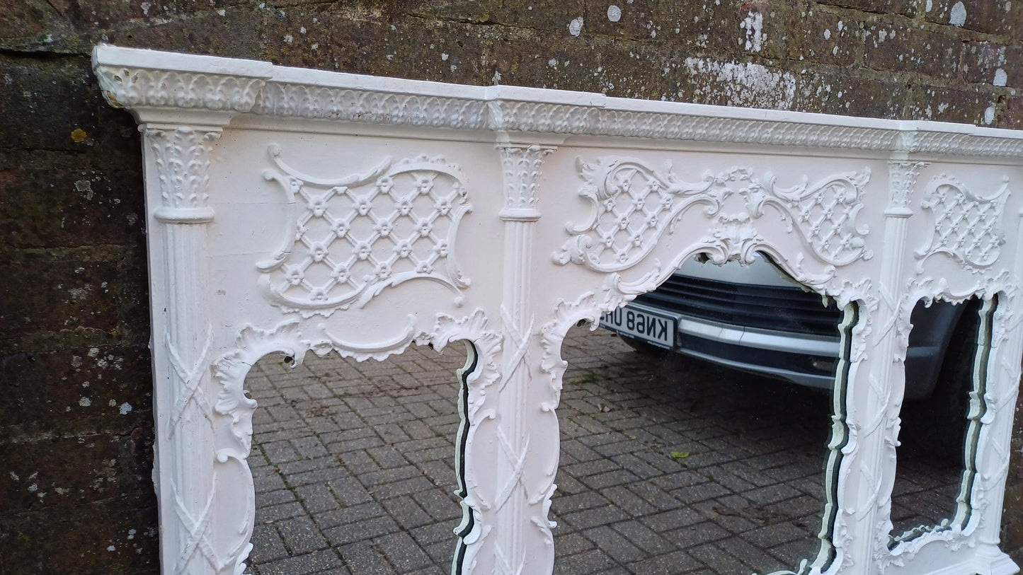 Huge Ornate Painted Victorian Over Mantel Mantle Mirror.