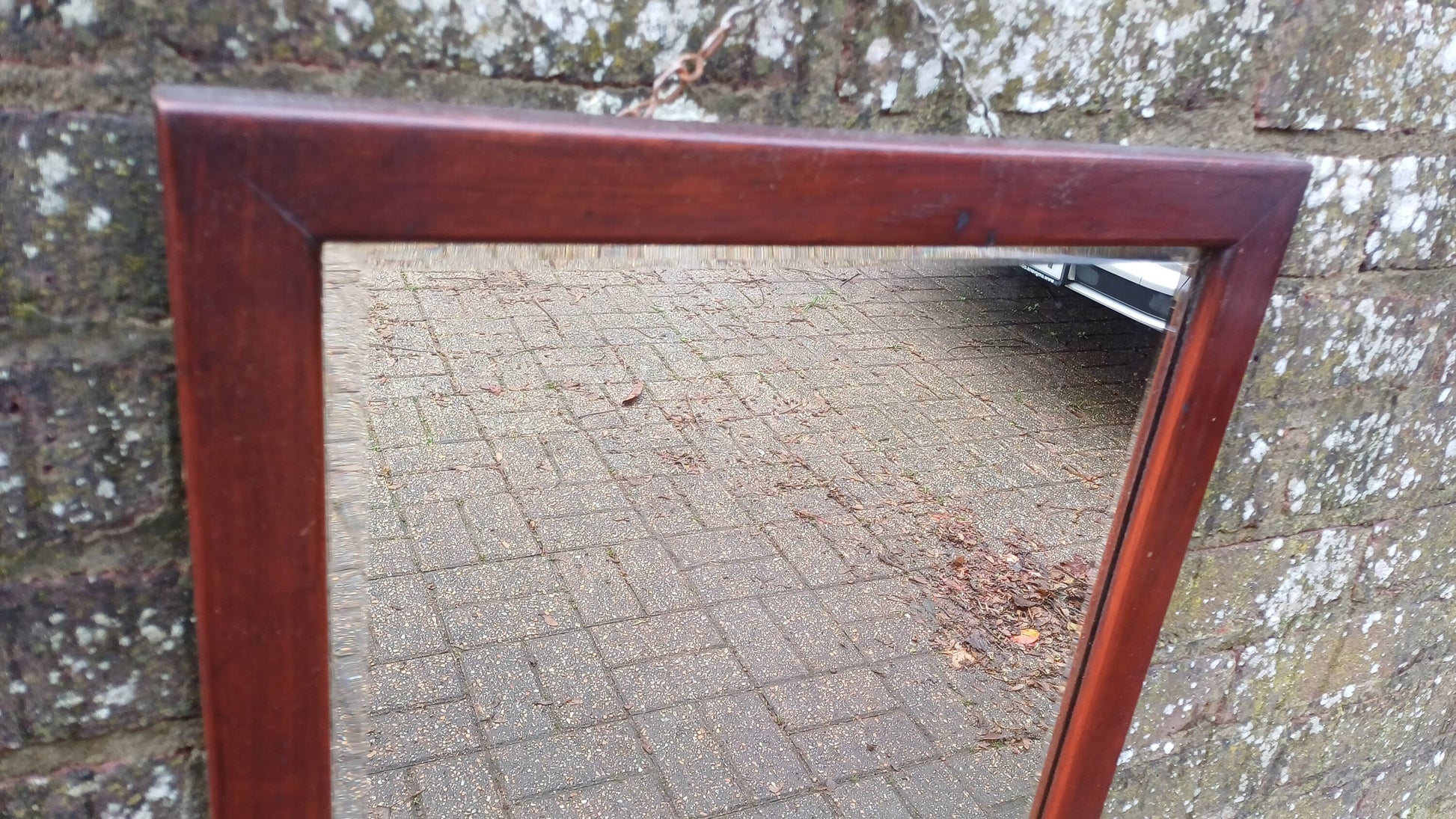 Large Vintage Rectangle Mahogany Wall Mirror.