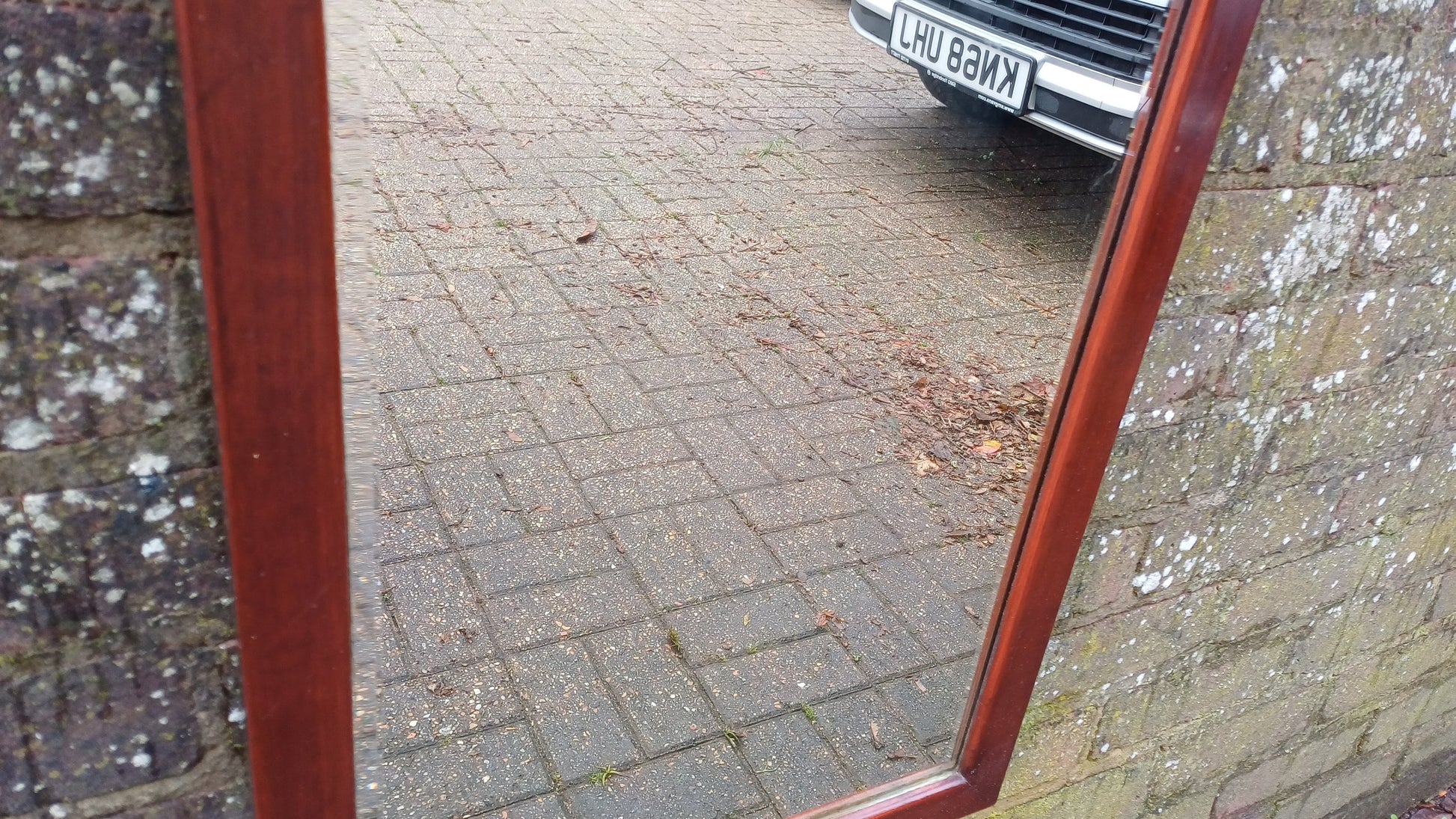 Large Vintage Rectangle Mahogany Wall Mirror.