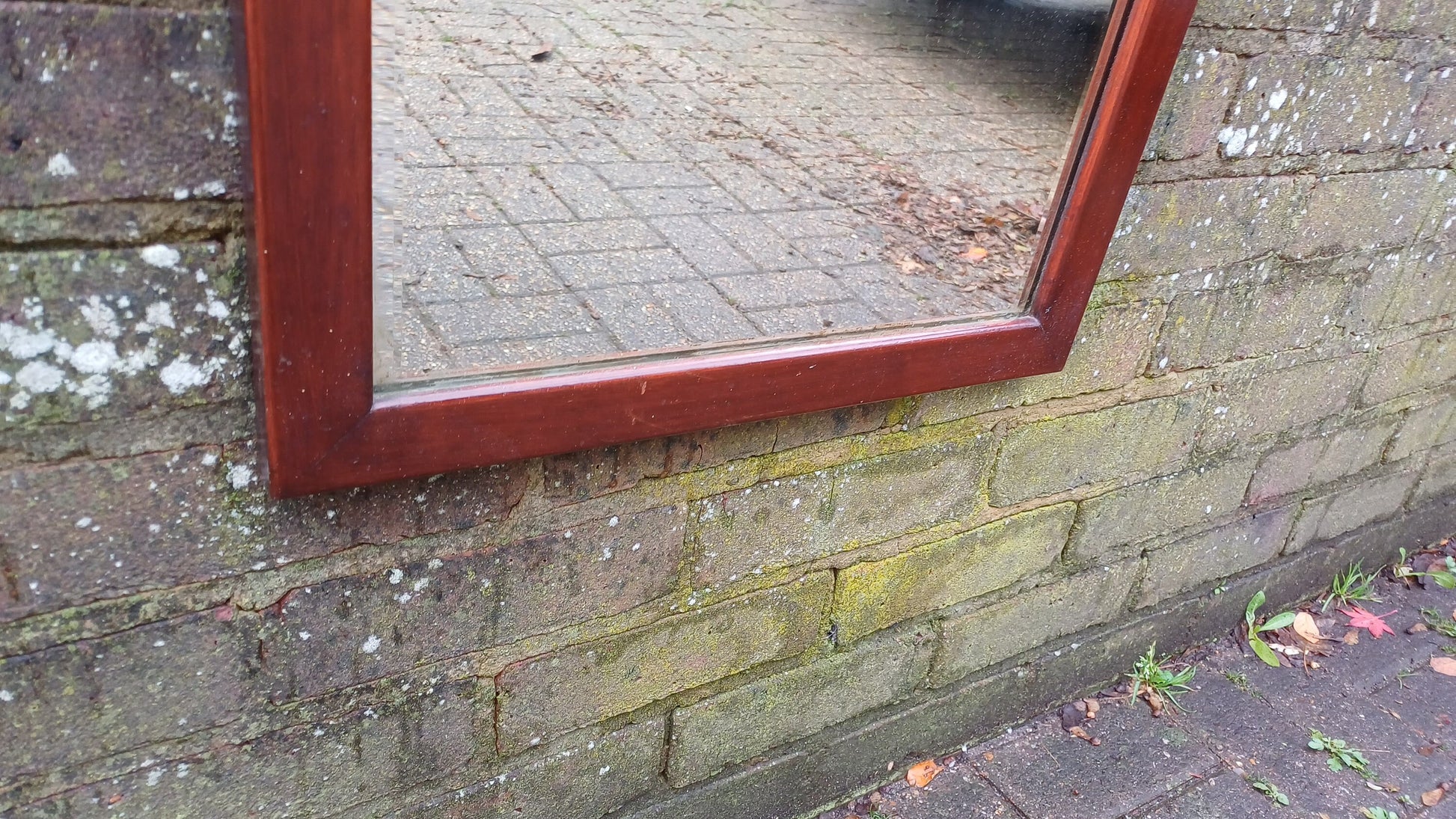 Large Vintage Rectangle Mahogany Wall Mirror.