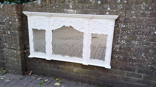 Huge Ornate Painted Victorian Over Mantel Mantle Mirror.