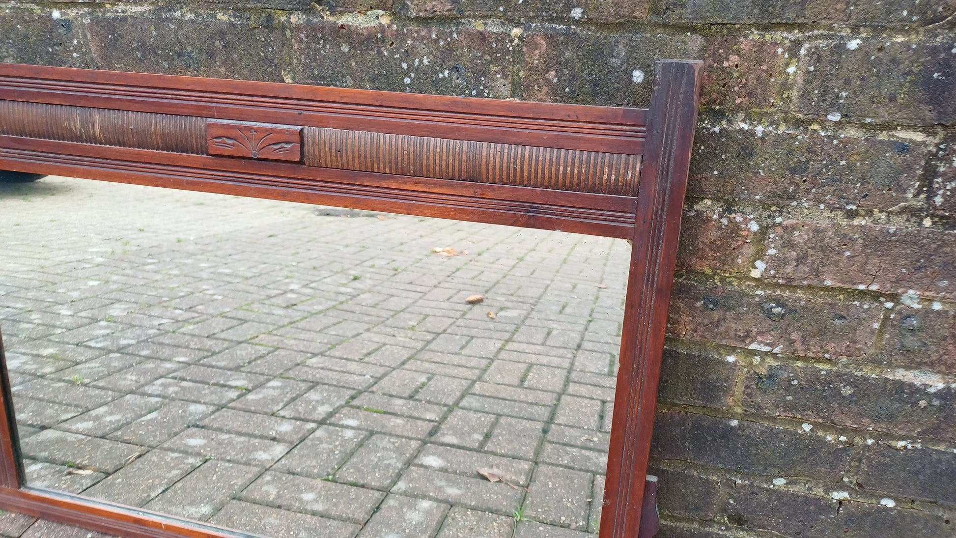 Vintage Mahogany Over Mantel Mantle Wall Mirror Late Victorian.