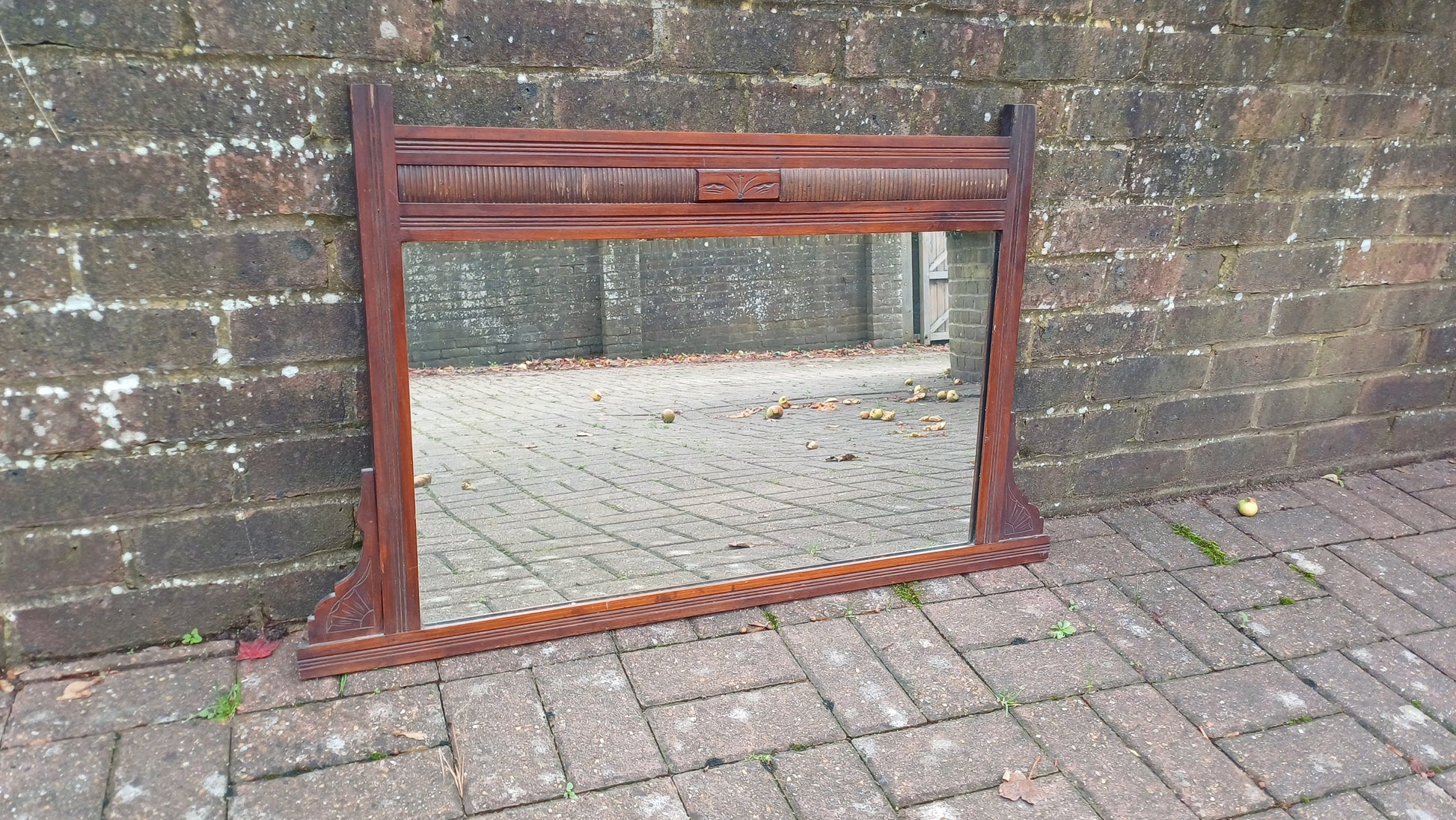 Vintage Mahogany Over Mantel Mantle Wall Mirror Late Victorian.