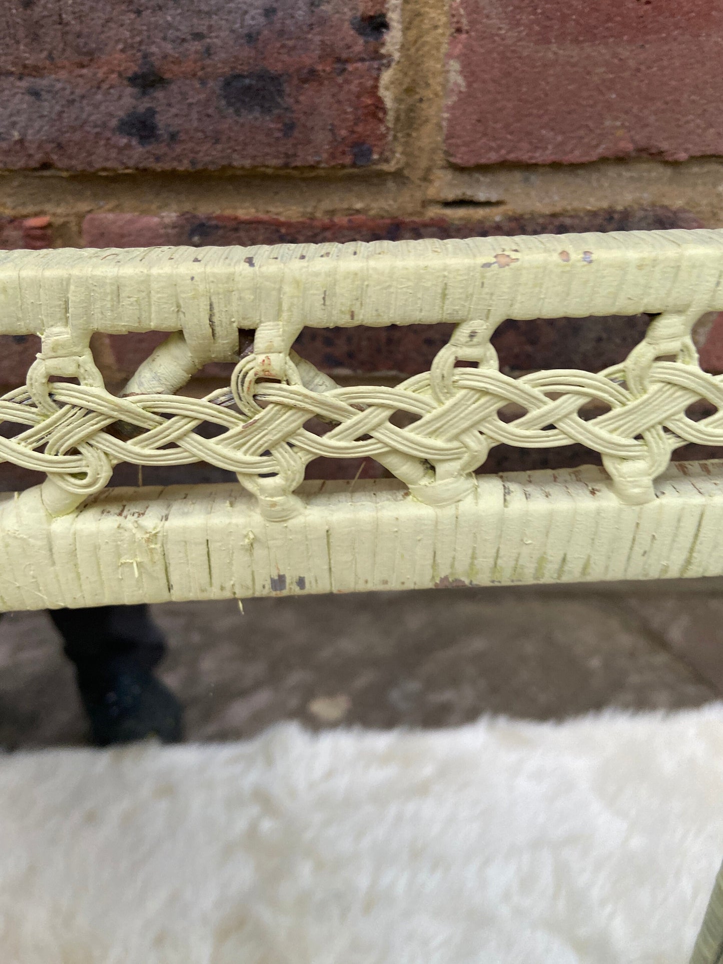 Authentic Painted Vintage Rattan Mirror - light yellow (43cm x 53cm)