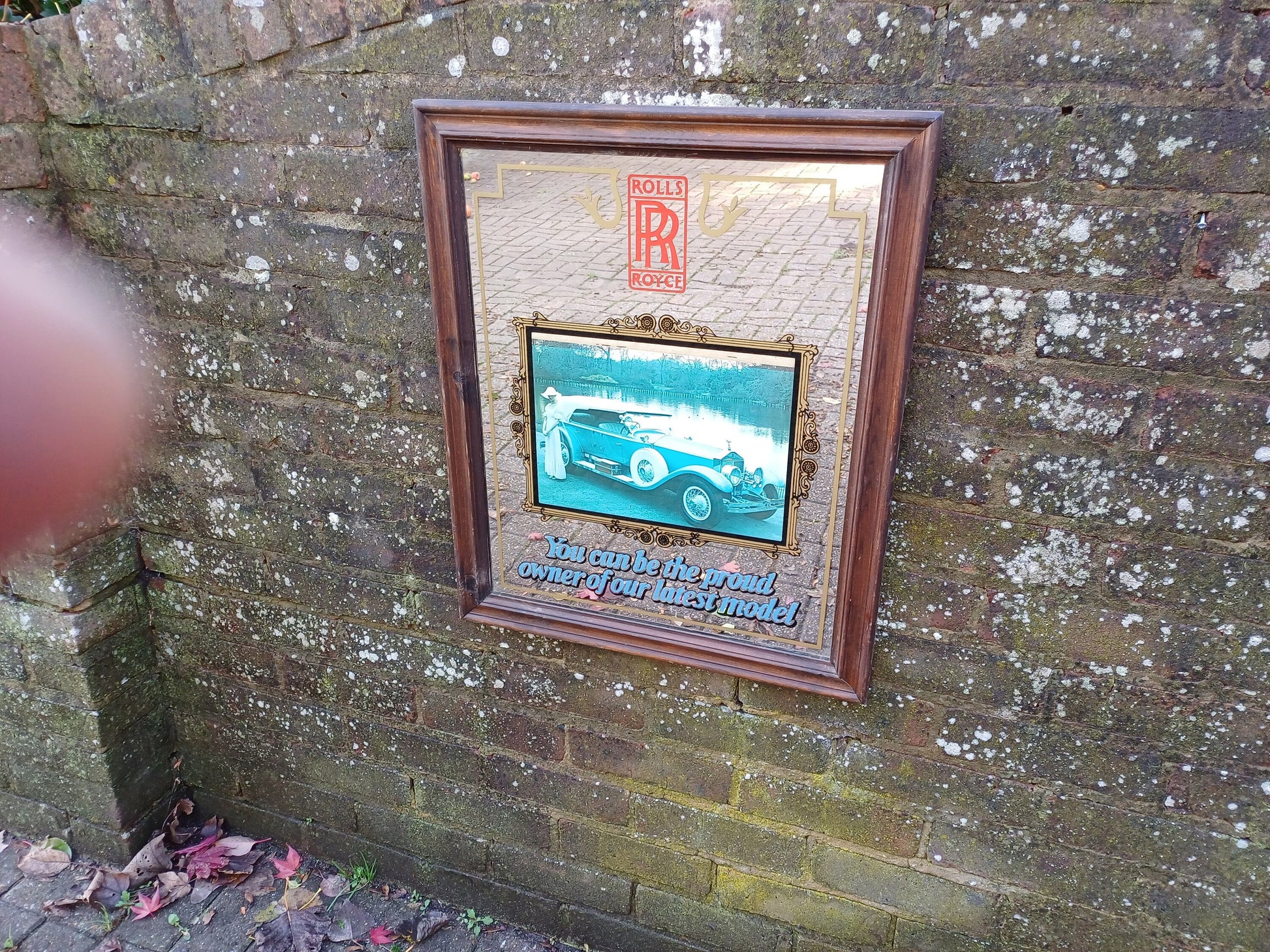 Large Quirky Vintage Retro Rolls Royce Mirror Car Automobilia.