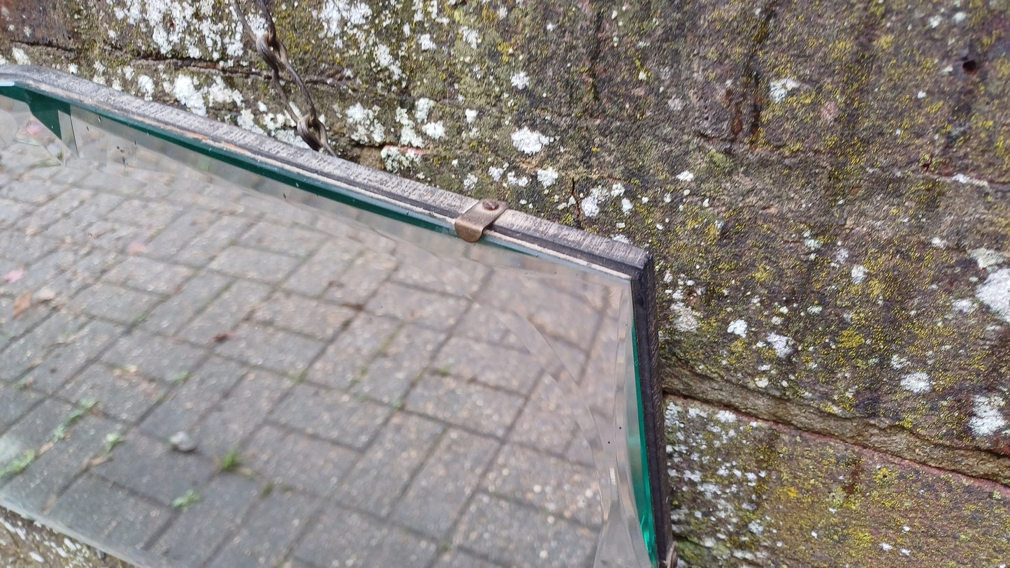Unusual Frameless Vintage Retro Wall Mirror. Double Bevel.