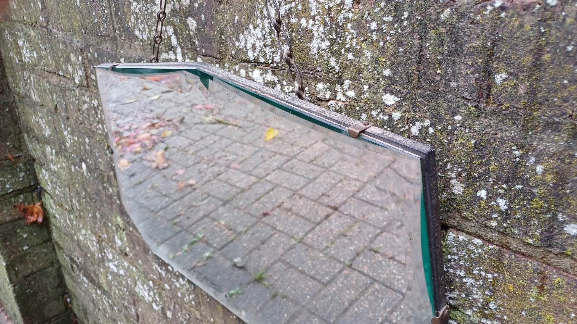 Unusual Frameless Vintage Retro Wall Mirror. Double Bevel.