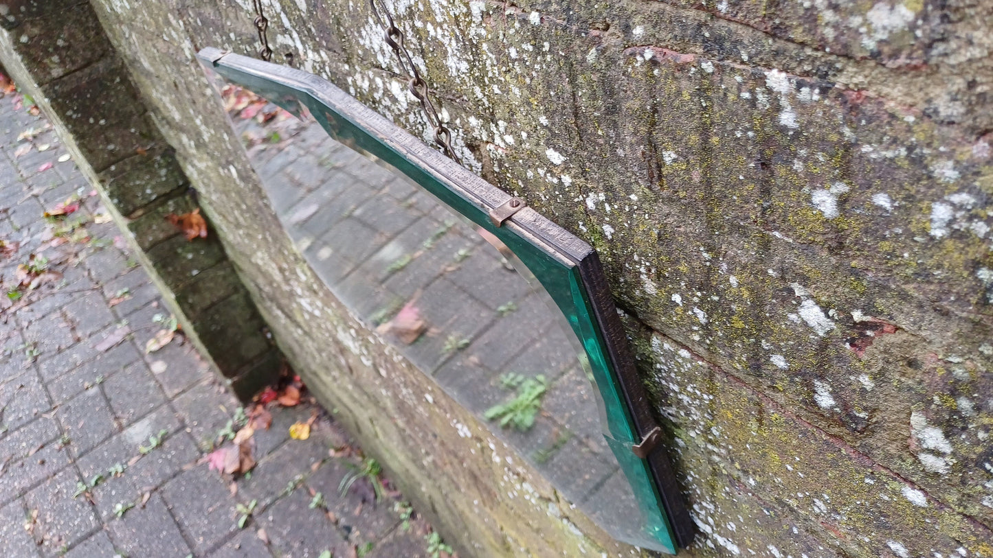 Unusual Frameless Vintage Retro Wall Mirror. Double Bevel.