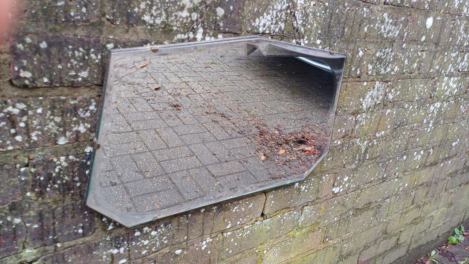 Unusual Frameless Vintage Retro Wall Mirror. Double Bevel.