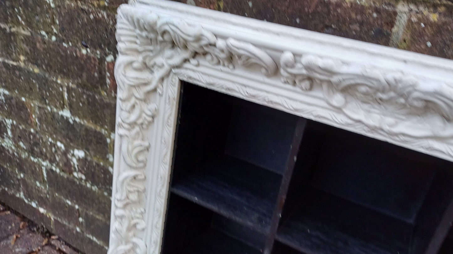 Vintage Style Wooden Black and White Cubby Hole Shelves Within Orante White Frame.